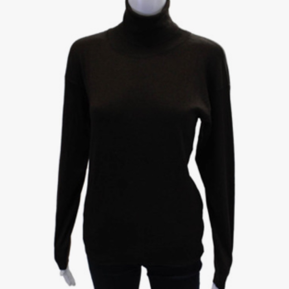 Maxfield Los Angeles Dark Brown Cashmere Silk Blend Turtleneck